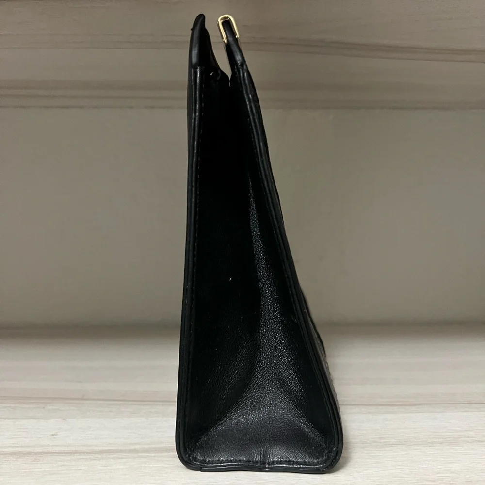 DVF Diane Von Furstenberg Black Suede Leather Gold Chain Handbag / Clutch